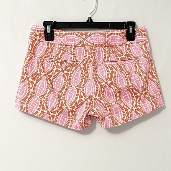 🟢J. Crew Factory Paisley Stretch Shorts White Pink Orange 0 - Picture 4 of 6